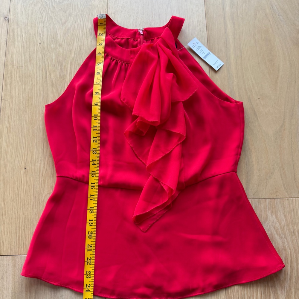White House Black Market Red Ruffled Halter Camisole - Picture 2 of 8